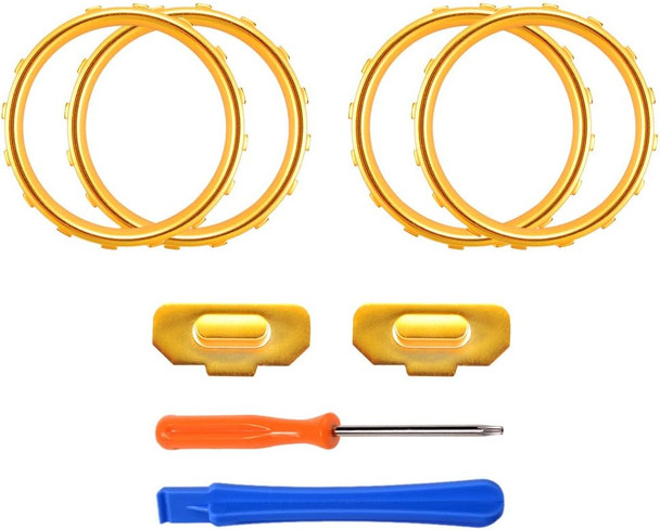 eXtremeRate Matte Chrome Gold Accent Rings Accessories for Xbox One Elite Controller, Replacement Parts Profile Switch Buttons for Xbox One Elite Controller (Model 1698) - Pack of 2