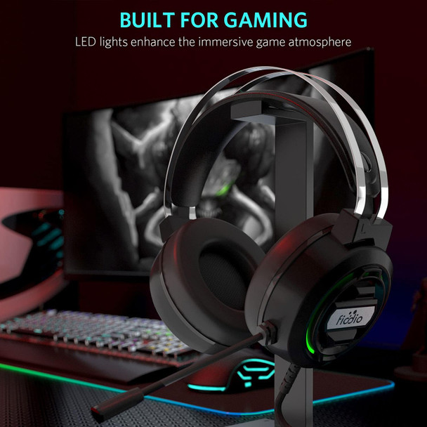 Gaming Headset with Surround Sound Stereo for Xbox One PC Switch Tablet, Noise Cancelling Over Ear Headphones with Mic LED Light