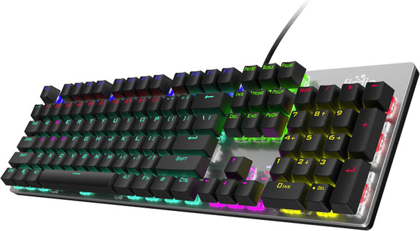 Mechanical Gaming Keyboard, Fantastic LED Rainbow Backlit Wired Keyboard, Full Anti-Ghosting Keys, with Quick-Response Blue Switches and Multimedia Control for PC and Desktop Computer