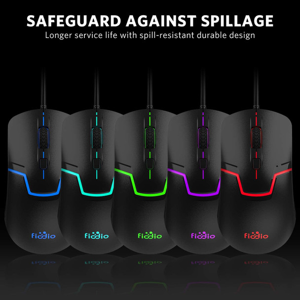 Rainbow Wired Gaming Computer Keyboard and Mouse Combo, Ergonomic Keyboards with Wrist Rest, 104 Multimedia Keys, 1600 DPI Gamer Mouse for Windows PC and Desktop