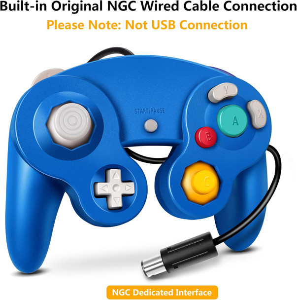FIOTOK Gamecube Controller, Classic Wired Controller for Wii Nintendo Gamecube (Blue & Red-2Pack)