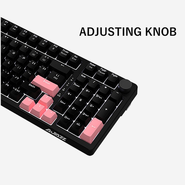 FIRSTBLOOD ONLY GAME. AK992 Wired Mechanical Keyboard, 98 Keys Full Layout, Hot-Swappable USB Gaming Keyboard with Brown Switches, Multimedia Keys Knob, White Backlit, Anti-Ghosting, Black