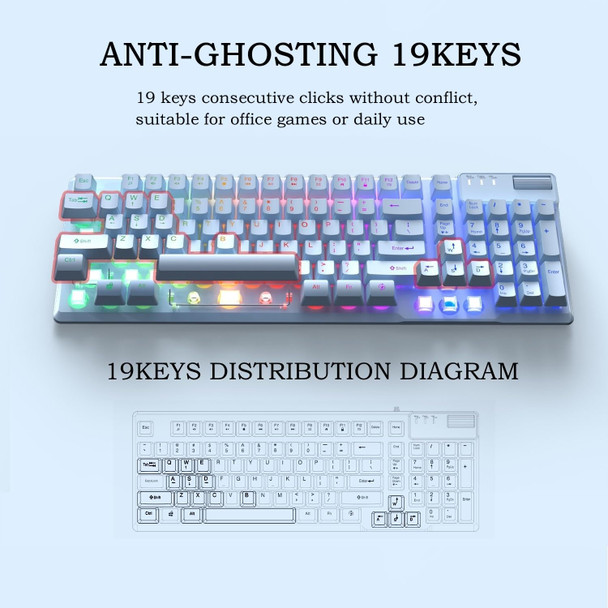 FIRSTBLOOD ONLY GAME. AF981 Wired 99Keys Computer Keyboard, Quite Brown Mechanical Feeling Membrane Gaming Keyboard, Colorful Backlit, Volume Scroll Wheel for PC Laptop, Blue