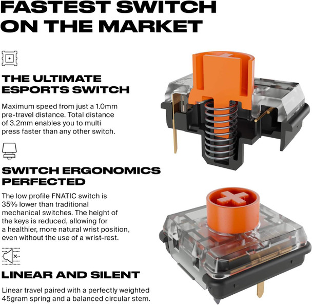 FNATIC STREAK65 - Compact RGB 60 Gaming Mechanical Keyboard - Speed Switches - 65% Layout (60 65 Percent)- Low Profile - Esports Keyboard (US Layout, QWERTY) FNATIC STREAK65 - Compact RGB 60 Gaming Mechanical Keyboard - Speed Switches - 65% Layout (60 65 Percent)- Low Profile - Esports Keyboard (US Layout, QWERTY)