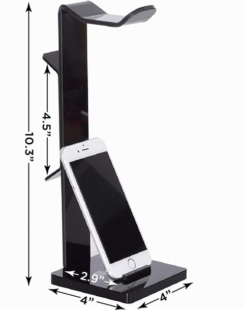 GeekDigg Headphone Stand Gaming Headset Holder for Desk Cable Organizer & Cellphone Stand for All Headphones Size Headphone Holder Set Gaming PC Accessories Gaming Station – Black