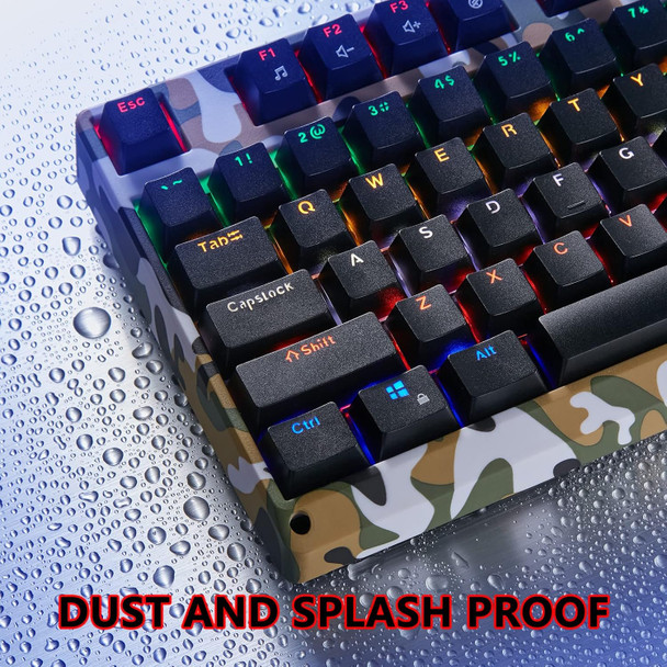 JIDOHUN KB-120 RGB Mechanical Gaming Keyboard, Programmable RGB Backlit, Blue Switches - Clicky, Wired 104 Keys Hot Swappable for Mac, PC, Camouflage