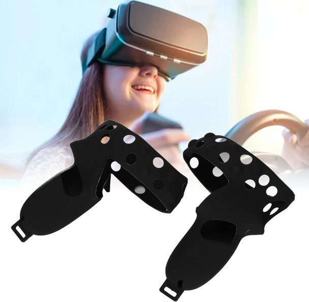 Touch Controller Grip Cover for Oculus 2 Anti-Throw Handle Silicone Protective Sleeve with Adjustable Wrist Knuckle Strap(Black)