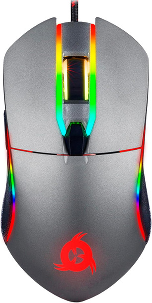 KLIM Aim Gaming Mouse - Wired Ergonomic Gamer USB Computer Mice Chroma RGB - 7000 DPI - Programmable Buttons -Ambidextrous, Ergonomic for Desktop PC Laptop USB Game High Precision Optical Laser, Black
