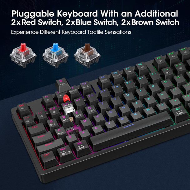 KOORUI Gaming Keyboards,104 Keys Hot Swappable Mechanical Keyboard Wired 26 RGB Backlit with Brown Switch Gamer Keyboards for Windows MacOS Linux