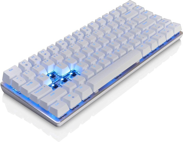LexonElec Wired Gaming Keyboard AK33 Blue LED Backlit 82 Keys USB Mechanical Pro Gamer Keypad for Office Typists Playing Games (Black Switch,White)