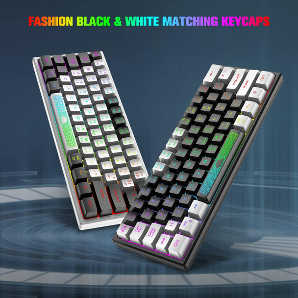 LexonElec K61 60% Gaming Keyboard and Mouse,Wired Mini RGB Backlit LED Keyboard Mechanical Feel,Honeycomb Ergonomic Mouse 12000 DPI,Gaming Mouse Pad for Laptop PC Gamers(White/Black)