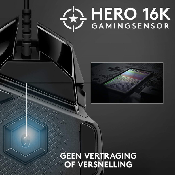 Logitech G502 Hero High Performance Gaming Mouse Special Edition, Hero 16K Sensor, 16 000 DPI, RGB, Adjustable Weights, 11 Programmable Buttons, On-Board Memory, PC/Mac - Black/White Logitech G502 Hero High Performance Gaming Mouse Special Edition, Hero 16K Sensor, 16 000 DPI, RGB, Adjustable Weights, 11 Programmable Buttons, On-Board Memory, PC/Mac - Black/White