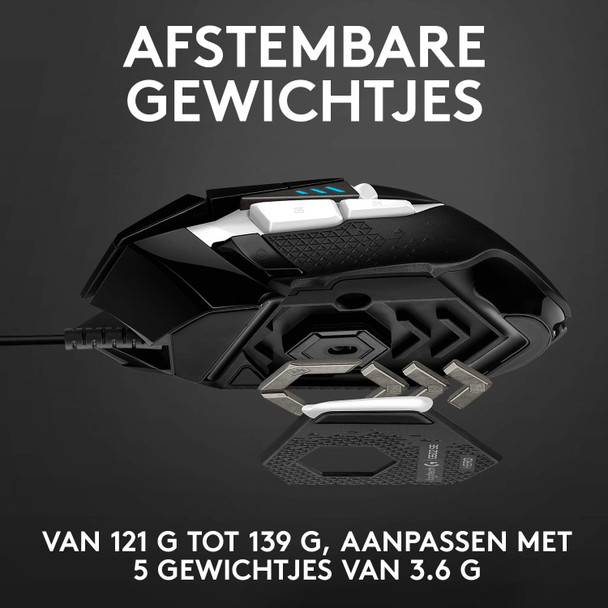 Logitech G502 Hero High Performance Gaming Mouse Special Edition, Hero 16K Sensor, 16 000 DPI, RGB, Adjustable Weights, 11 Programmable Buttons, On-Board Memory, PC/Mac - Black/White Logitech G502 Hero High Performance Gaming Mouse Special Edition, Hero 16K Sensor, 16 000 DPI, RGB, Adjustable Weights, 11 Programmable Buttons, On-Board Memory, PC/Mac - Black/White