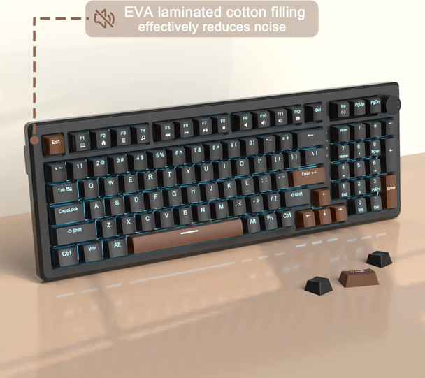 MageGee 98 Keys Mechanical Gaming Keyboard, Brown Switch, 96% Compact Layout LED Blue Backlit Wired Keyboard with Numpad Arrow Keys, for PC Laptop, for Game and Office, Black