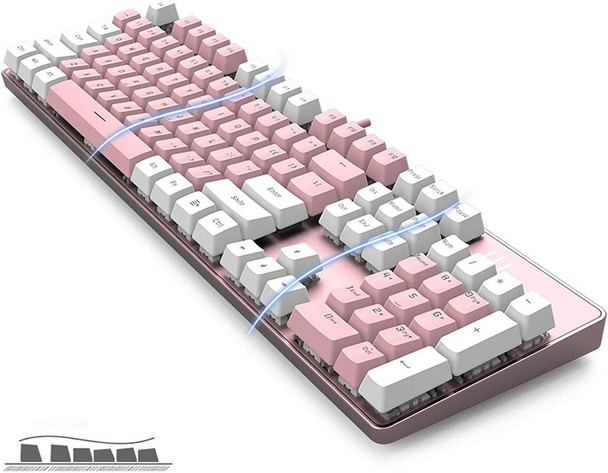 Mechanical Keyboard Gaming Keyboard Blue Switch Pink & White Backlit Keyboard 104 Keys US Layout Wired Gaming Keyboard Hot Swappable Mechanical Keyboard PC Gaming Keyboards