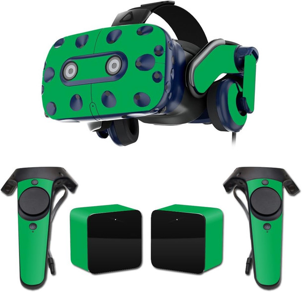 MightySkins Skin Compatible with HTC Vive Pro VR Headset - Solid Green Protective, Durable, and Unique Vinyl Decal wrap Cover Easy to Apply, Remove, and Change Styles Made in The USA