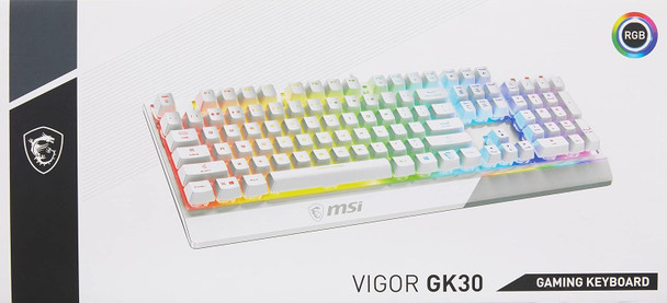 MSI Vigor Backlit RGB Dedicated Hotkeys Anti-Ghosting Mechanical Feel Gaming Keyboard (Vigor GK30 White US)