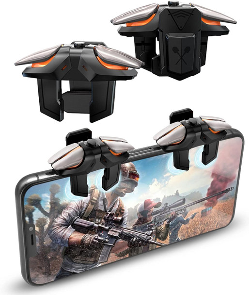 Mobile Game Controller, Sensitive Mobile Gaming Trigger Shooter with Six-Finger Linkage for iPhone & Android, Controller Joysticks Aim & Fire Trigger Keys for Survival Rules/Knives Out Mobile Game Controller, Sensitive Mobile Gaming Trigger Shooter with Six-Finger Linkage for iPhone & Android, Controller Joysticks Aim & Fire Trigger Keys for Survival Rules/Knives Out