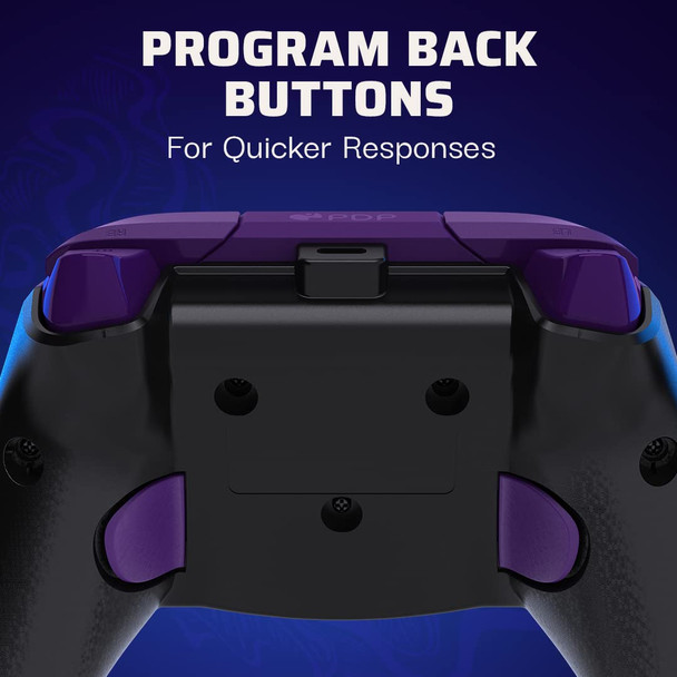PDP Gaming REMATCH Enhanced Wired Controller Licensed for Xbox Series XS/Xbox One/PC/Windows, Mappable Back Buttons, Advanced Customizable App - Purple Fade