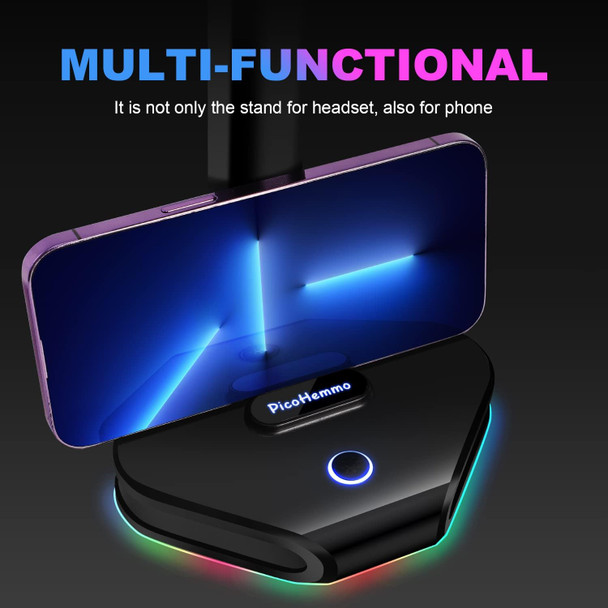 RGB Headphone Stand Desk Gaming Headset Holder with 16 Light Modes & 2 USB Ports for Desktop PC Game Earphone Accessories