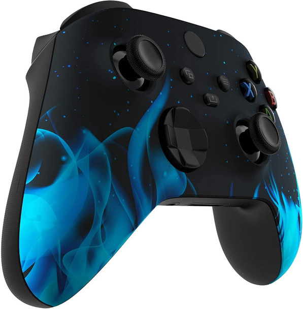 Xbox Soft Touch Design Custom Gaming Controller -Soft Shell for Comfort Grip - Blue Flames