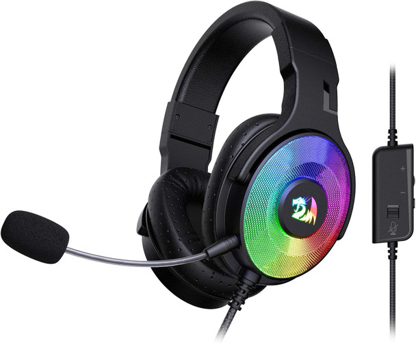 Redragon H350 RGB Wired Gaming Headset, Dynamic RGB Backlight - Stereo Surround-Sound - 50MM Drivers - Detachable Microphone, Over-Ear Headphones Works for PC/PS4/XBOX One/NS