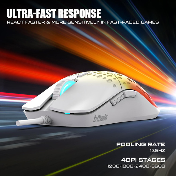 RedThunder M6 Gaming Mouse, RGB Backlight and Adjustable DPI, 6 Buttons, 69(±5)g Ultra Lightweight Honeycomb Shell Ergonomic Mice with High Precision Sensor for Laptop/PC/Mac/Windows, Gradient Orange