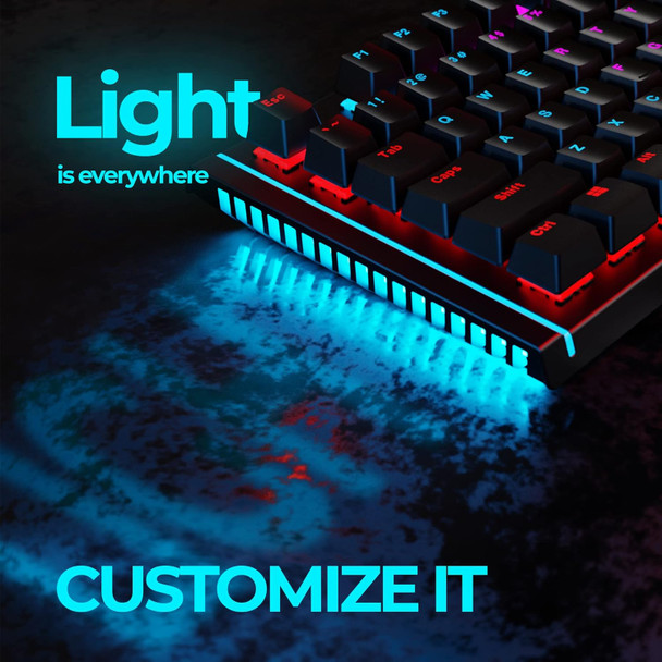 est Real Mechanical Gaming Keyboard with 107 Clicky Optical switches- Programmable RGB LED Backlit, Laser Engraved Keys - Ergonomic Magnetic Leather Wrist Rest, Dedicated Media Keys for PC
