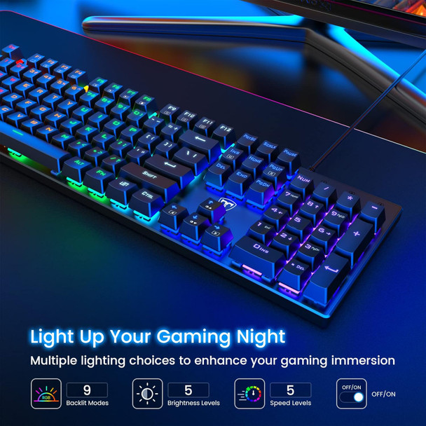 RisoPhy Mechanical Gaming Keyboard, RGB 104 Keys Ultra-Slim LED Backlit USB Wired Keyboard with Blue Switch, Durable Abs Keycaps/Anti-Ghosting/Spill-Resistant Computer Keyboard for PC Mac Xbox Gamer RisoPhy Mechanical Gaming Keyboard, RGB 104 Keys Ultra-Slim LED Backlit USB Wired Keyboard with Blue Switch, Durable Abs Keycaps/Anti-Ghosting/Spill-Resistant Computer Keyboard for PC Mac Xbox Gamer