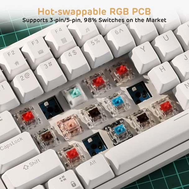 RK ROYAL KLUDGE RK84 Wired RGB 75% Hot Swappable Mechanical Keyboard, 84 Keys Tenkeyless TKL Gaming Keyboard w/Programmable Software and High-Capacity Battery, RK Red Switch
