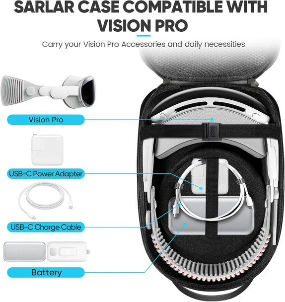 Hard Carrying Case Compatible with Oculus Meta Quest 2 /Quest 3/Vision Pro, Carbon Fiber, Fixed Protection for VR Headset Controller and Official Head Strap Accessories, Travel and Storage