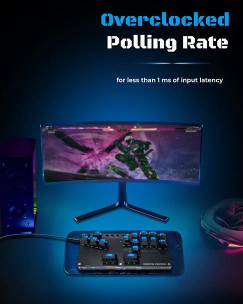 Sehawei Haute 42 16Key All-Button Arcade Controller Gamerfinger with Turbo Functions,Arcade Stick Street Fight Mini Plus Controller for PC/Ps3/Ps4/Switch Game Keyboard-Supports Hot Swap & SOCD