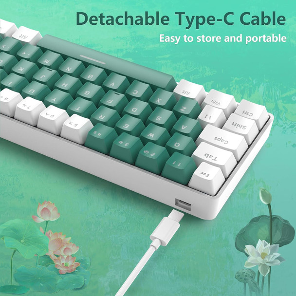 RK-T60 Wired Mechanical Gaming Keyboard and Mouse Combo Portable with Rainbow Backlit 62Key NKRO 6400DPI RGB Honeycomb Mice for PS4/PC/WIN Gamer(Green/Blue Switch)