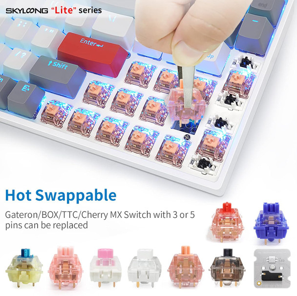 SKYLOONG SK96 Full Size Gaming Keyboard, Hot Swappable USB-C Wired Mechanical Keyboard RGB Programmable, Unique Lite Gasket Noise and Vibration Damping Design, Ocean Themed PBT Keycaps SKYLOONG SK96 Full Size Gaming Keyboard, Hot Swappable USB-C Wired Mechanical Keyboard RGB Programmable, Unique Lite Gasket Noise and Vibration Damping Design, Ocean Themed PBT Keycaps