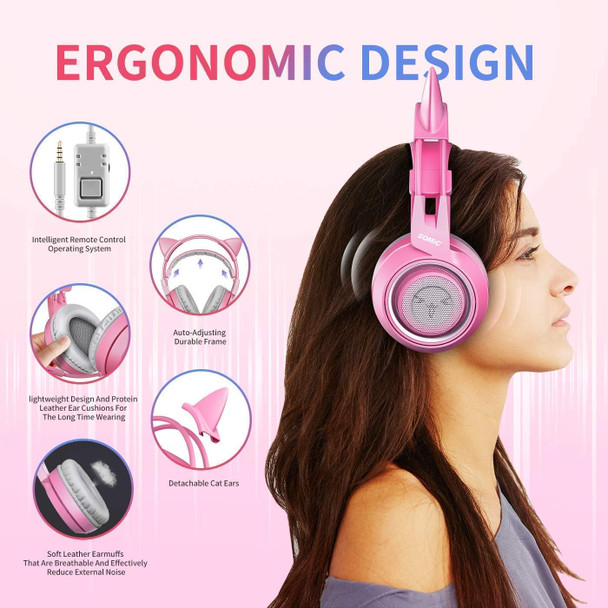 SOMIC 2 Pack Cat Headphones, Gaming Headset with Mic Noise Cancelling, 3.5mm Stereo Sound Headphones for PS4, PS5, Xbox One, PC, Mobile Phone