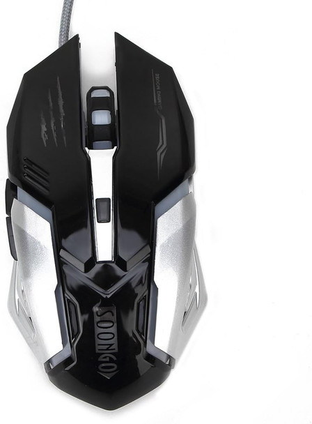 Gaming Mouse Professional Adjustable 3200 DPI Precise Sensitivity Optical High-Grade USB Wired Pro Gamer Mouse with 4 Color Breathing Light and Stable Steel Black