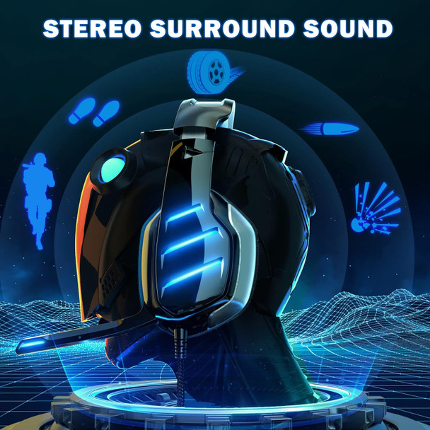 Ozeino Gaming Headset for PS4 PS5 Xbox One PC Switch Laptop with 7.1 Surround Sound, Gaming Headphones with Noise Canceling Mic