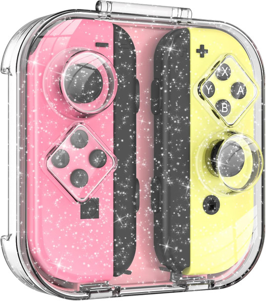 TiMOVO Switch Joy-con Storage Case, Dust-Proof Clear Protective Box Fit Nintendo Switch/OLED Joy-Con with Cover, Portable Joy-con Travel Carrying Case with Magnetic Lock & Anti-scratch Silicone Pad