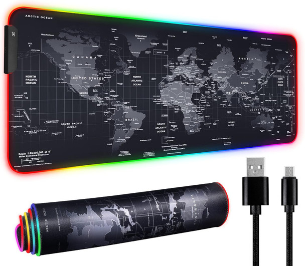 31.5"X12" Large Gaming Mouse Pad for Desk, RGB Mouse Pad with 11 Lighting Modes, Quality World Map Mouse Pad with Durable Strip Lighting, Waterproof LED Mouse Pad with Non-Slip Rubber Base 31.5"X12" Large Gaming Mouse Pad for Desk, RGB Mouse Pad with 11 Lighting Modes, Quality World Map Mouse Pad with Durable Strip Lighting, Waterproof LED Mouse Pad with Non-Slip Rubber Base