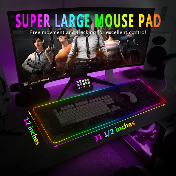 31.5"X12" Large Gaming Mouse Pad for Desk, RGB Mouse Pad with 11 Lighting Modes, Quality World Map Mouse Pad with Durable Strip Lighting, Waterproof LED Mouse Pad with Non-Slip Rubber Base 31.5"X12" Large Gaming Mouse Pad for Desk, RGB Mouse Pad with 11 Lighting Modes, Quality World Map Mouse Pad with Durable Strip Lighting, Waterproof LED Mouse Pad with Non-Slip Rubber Base