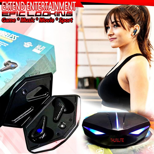 Bluetooth Earbuds for Gaming/Sport/Music. Boost Gaming Experience, Low Latency 360° Stereo Dual Modes Noise Cancelling.etc. Dazzle Lights. Touch Control Fast Charging in-Ear Type. ABS Plastic, Black Bluetooth Earbuds for Gaming/Sport/Music. Boost Gaming Experience, Low Latency 360° Stereo Dual Modes Noise Cancelling.etc. Dazzle Lights. Touch Control Fast Charging in-Ear Type. ABS Plastic, Black