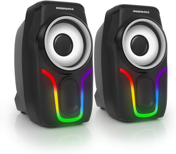 Computer Speakers,2.0 Stereo Volume Control Gaming Speakers with Surround Sound,6 RGB LED Backlit Effect,USB Powered Wired Laptop Speakers with 3.5mm for Desktop Computer/PC/Laptops(Black) Computer Speakers,2.0 Stereo Volume Control Gaming Speakers with Surround Sound,6 RGB LED Backlit Effect,USB Powered Wired Laptop Speakers with 3.5mm for Desktop Computer/PC/Laptops(Black)