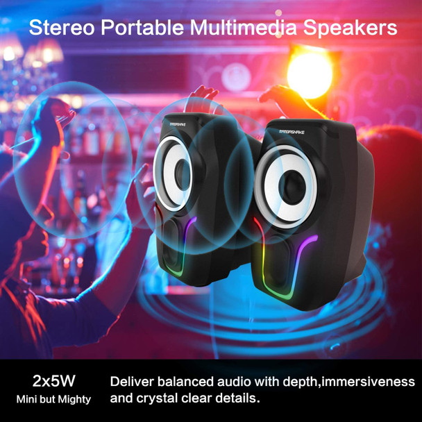 Computer Speakers,2.0 Stereo Volume Control Gaming Speakers with Surround Sound,6 RGB LED Backlit Effect,USB Powered Wired Laptop Speakers with 3.5mm for Desktop Computer/PC/Laptops(Black) Computer Speakers,2.0 Stereo Volume Control Gaming Speakers with Surround Sound,6 RGB LED Backlit Effect,USB Powered Wired Laptop Speakers with 3.5mm for Desktop Computer/PC/Laptops(Black)