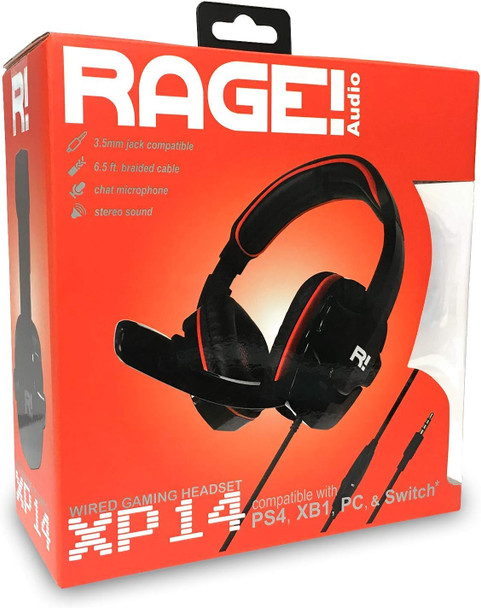 Rage XP14 Stereo Gaming Headset with Mic for, PS4, Xbox One, Switch and PC - Red