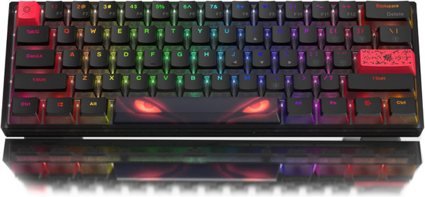 60% Percent Keyboard, WK61 Mechanical RGB Wired Gaming Keyboard, Hot-Swappable Keyboard with Black Big Eye PBT Keycaps for Windows PC Gamers - Linear Red Switch