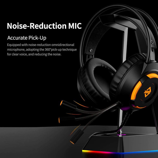 AX120 Luminous Headset 3.5mm Audio USB Connector 50mm Surround Bass Sound Music Headphone Omnidirectional Microphone Soft Breathable Earmuffs Earphones for Computer Office Gaming