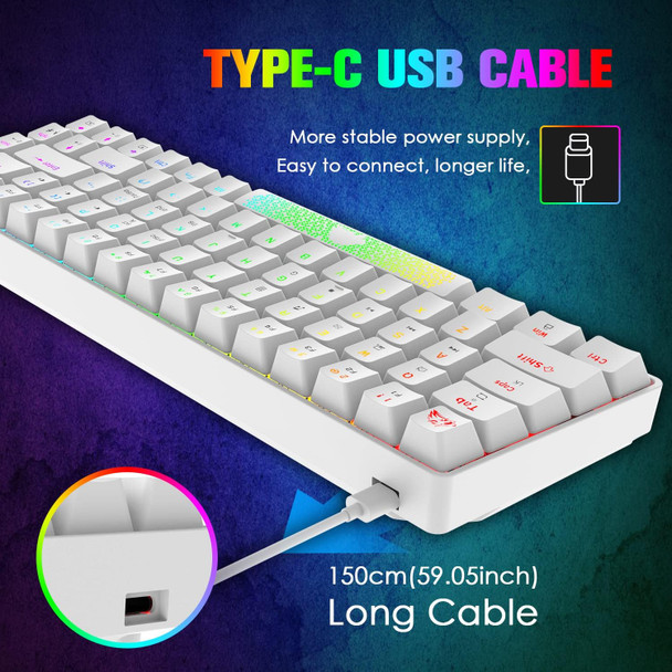 60% Mechanical Gaming Keyboard and Mouse Combo RGB Backlight Ergonomic Anti-ghosting 68 Keys 6400DPI Silent Honeycomb Mice Type-C Wired for Computer Mac Gamer