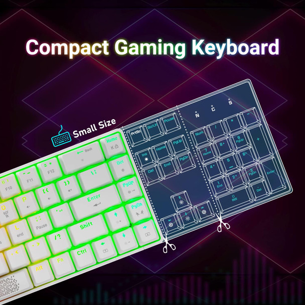60% Mechanical Gaming Keyboard and Mouse Combo RGB Backlight Ergonomic Anti-ghosting 68 Keys 6400DPI Silent Honeycomb Mice Type-C Wired for Computer Mac Gamer