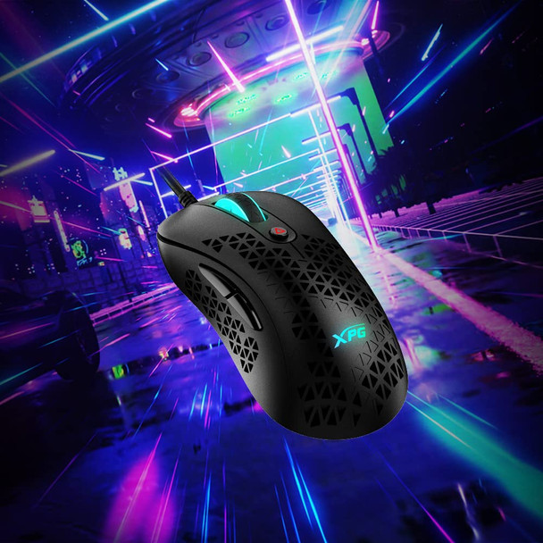 XPG Slingshot Wired Gaming Mouse: 12K DPI - Customizable RGB - 100% PTFE Skates - 73g - Black