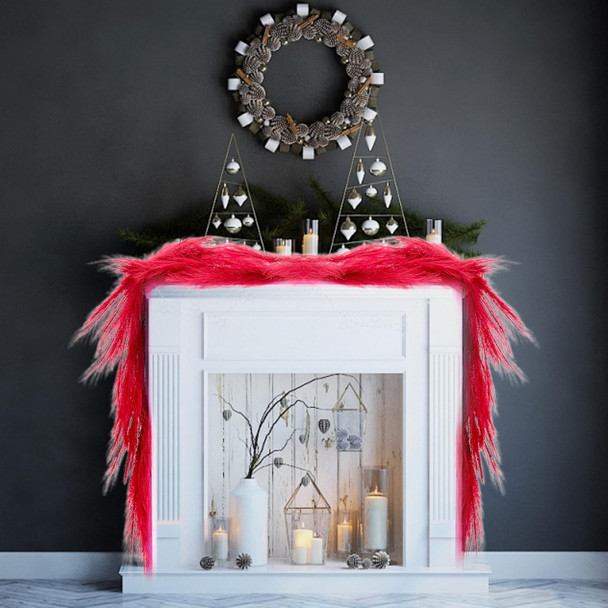 Red Christmas Pampas Grass Garland, 2 Pcs 6.5 Ft Pampas Grass Christmas Tree Garland Hanging Decorations for Xmas Party Indoor Outdoor